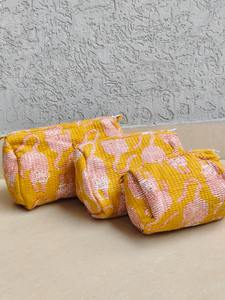 Vintage Tiger Print Yellow Handmade Cotton for <b>Bag</b> Set-Durable Water Resistant Eco-Friendly Travel Organizer Pouches - Product Image 2