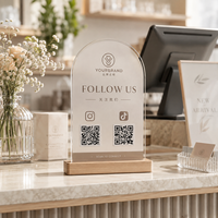 Support d'affichage personnalisé en acrylique pour les réseaux sociaux, plaque de code de bureau pour produits en acrylique de restaurant, promotion commerciale pour boutiques