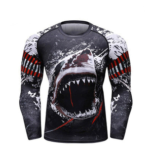 UPF 50 + al por mayor de tamaño personalizado de los hombres Rash Guard transpirable suave de manga larga nadar ropa de surf con logotipo personalizado - Product Image 3