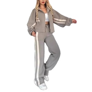 Survêtement haute qualité lavé à l'acide sweat à capuche court Jogging Polyester fermeture éclair ensemble de vêtements de sport femmes survêtement 2026 - Product Image 6