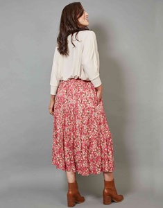 Falda Midi de Cintura Alta con Estampado Floral y Diseño Plisado para Mujer, con Bolsillos Laterales, Tejido de Poliéster/Algodón, Estilo Chic de Primavera - Product Image 2