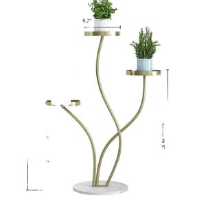 Support de plantes de haute qualité White Royals PT17, design à plusieurs niveaux, plaqué or, style moderne simple, décoration de salon, utilisation au sol - Product Image 1