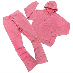 Personalizable 100% algodón térmico hombres chándal en relieve impresión capucha Jogger conjunto invierno pantalones de chándal Etiqueta Privada ODM suministro - Product Image 2