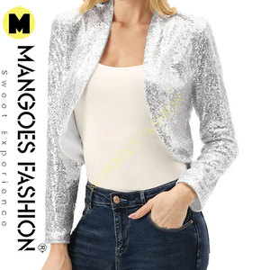 Women's <b>Sequin</b> Bolero Quilted Shrug <b>Jacket</b>-Long Sleeve Open Front Cotton Shell Silk Lining Breathable Sparkling <b>Sequins</b> Short - Product Image 3