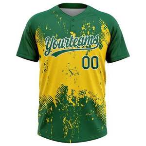 Alta calidad Venta caliente Softball Jersey desgaste hip hop bordado Softball Jersey personalizado verde y amarillo Softball camisetas para hombres - Product Image 6