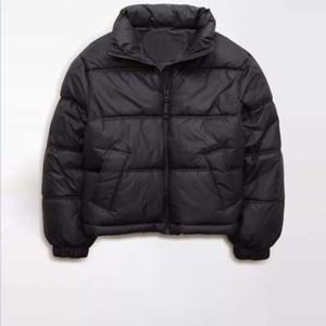 Veste matelassée grise courte chaude et légère pour femme | Parfait pour l'hiver décontracté, col rabattu, veste femme - Product Image 1