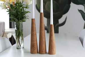 Portavelas vintage de madera maciza con linternas y tarros para decoración de escritorio del hogar y bodas - Product Image 3