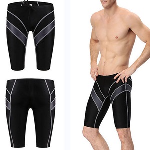 Short de bain pour homme approuvé par la FINA, professionnel, uni, anti-UV, séchage rapide, tissu en nylon, longueur genou, compression, short de bain - Product Image 1