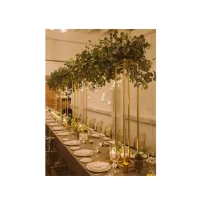Suporte de flores para festa de casamento, suporte de flores altas padrão de ouro para decoração de mesa, centro de metal, fabricante indiano