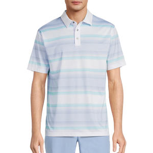 Camiseta Polo a rayas de moda para hombres que ofrecen un atractivo elegante y una sensación de tela ligera - Product Image 1