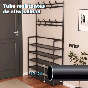 Perchero de metal 3 en 1 estilo árbol para recibidor con almacenamiento de zapatos, tipo de instalación de pie para sala de estar - Product Image 4