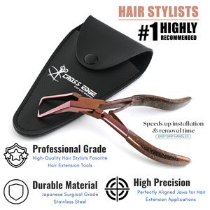Professional hair <b>extensions</b> tools <b>Micro</b> Ring Bead Remover Pliers rose gold kit Human Hair <b>Extensions</b> Polished Custom Label - Product Image 5