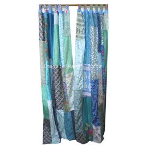 Cortinas y Cenefas Bohemias Chic de Seda India Reciclada con Parches de Sari, Estilo Boho Gypsy - Product Image 4