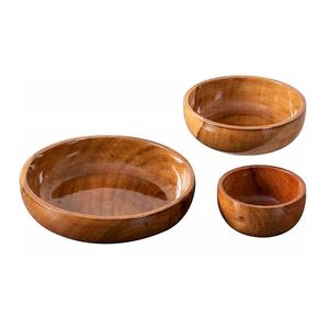 Ensemble de 4 bols arrondis en bois de mangue pour vaisselle de table, ustensiles de cuisine, bols de service pour aliments et légumes verts - Product Image 5