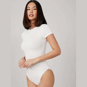 Kivotech Custom logo Women's Round Neck Short Sleeves <b>Slim</b> Fit Casual <b>Bodysuit</b> With High Quality - Product Image 5