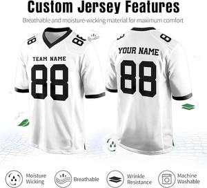 Camiseta de Fútbol Americano Personalizada de Alta Calidad, Transpirable, Antibacteriana, de Secado Rápido, Cuello en V, Manga Corta, Uniforme de Juego de Malla - Talla XL Plus - Product Image 6