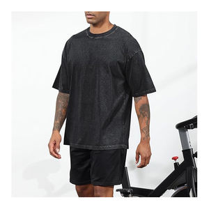 เสื้อยืดผู้ชายไซส์ใหญ่พิเศษเปิดไหล่ปล่อยชายเสื้อยืดทรงหลวมไซส์ใหญ่300กรัม - Product Image 4