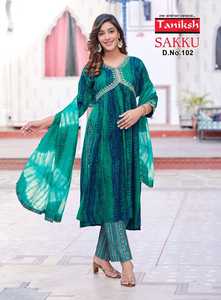 Impresionante Kurti de Rayón con Diseño de Bordado de Moda Bollywood, Pantalón y Dupatta, Proveedor de Surat, India - Product Image 5