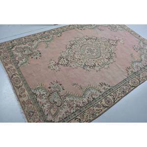 Tapis turc vintage classique rose vert Patchwork Design fait à la main laine Latex support Rectangle 5.5x8.6 pieds pour chambre couloir - Product Image 2