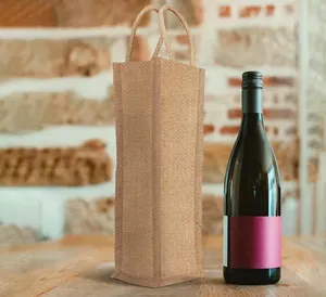 Sacs à vin en jute écologiques imprimés personnalisables, haute qualité, 100% jute, pour cadeaux promotionnels - Product Image 3