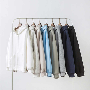 Tendance dernière fermeture éclair à capuche unisexe Boxy fermeture éclair blancs 500 Gsm à capuche coton lourd polaire recadrée hommes fermeture éclair à capuche - Product Image 4