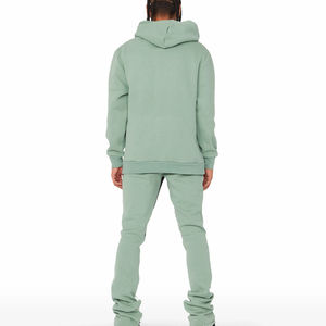 Hommes 100% coton sport quotidien deux pièces ensemble vente chaude vêtements de sport d'hiver à capuche Jogging costume motif solide décontracté imprimé - Product Image 2