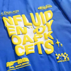 Camisetas de Alta Calidad con Estampado Puff, Personalizadas, Cuello Redondo, Diseño Sólido con Estampado Puff - Product Image 2