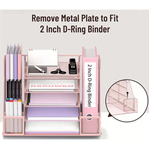 Organisateur de bureau en métal à 5 niveaux avec porte-revues, montage facile, dimensions 15,94x12,1x11 pouces - Product Image 3