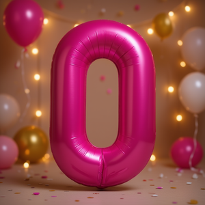Palloncini Numero Fucsia 80cm Numero 0, Confezione da 12 Pezzi - Product Image 3