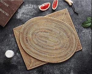 Wholesaler Eco-Friendly Minimalist <b>Rattan</b> <b>Placemat</b> Coaster Handwoven Plate Liner Table Mats King Craft Viet Carton - Product Image 4
