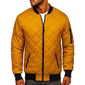 Blouson Bomber matelassé épais de haute qualité pour homme avec col montant, logo frontal, en toile respirante et chauffante pour les entraînements hivernaux - Product Image 3