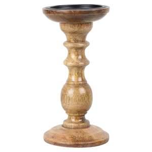 Bougeoir de pilier en bois de 8 pouces de haut en marron pour les fêtes de mariage et la décoration intérieure-pour les occasions de Noël - Product Image 4