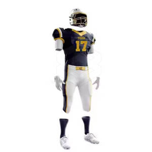 Kit de uniforme de fútbol americano de manga corta de verano hecho a medida de alta calidad, transpirable, secado rápido, 100% poliéster - Product Image 4