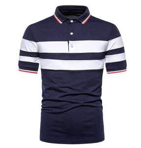 Polo con retazos de dos colores, camiseta de manga corta suelta y transpirable con solapa para hombres, polos casuales y de moda - Product Image 5