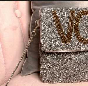 Luxury Sier Gold Embellished Beaded <b>Crystal</b> Envelope Shape Cotton Clutch Evening Party <b>Bag</b> Fashion Mart - Product Image 2