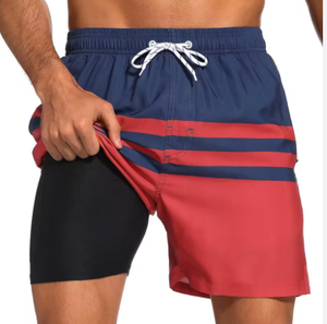 Pantalones cortos de playa de verano 100% de algodón de cintura media para hombre, pantalones cortos informales personalizados con logotipo frontal sólido transpirable de secado rápido - Product Image 1