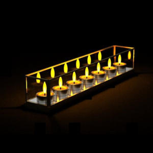 Marco de Metal de latón moderno vidrio transparente 7 portavelas de luz de té linterna decorativa elegante decoración del hogar Navidad hecha a mano - Product Image 5