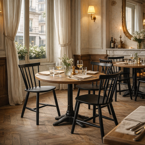 Silla de Bistró de Madera Maciza Negra |   Asientos de Estilo Windsor Antiguo para Cafetería o Restaurante |   Silla de Comedor, Muebles de Contrato, Estilo Clásico - Product Image 5