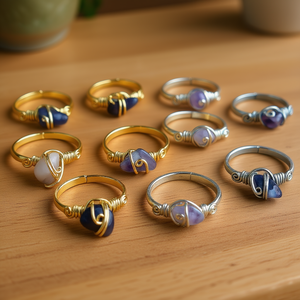 Trendy Fashion <b>Rings</b> with Gold and Silver Plating Natural Stone Detail for Resale - Product Image 3