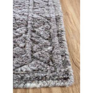 Tapis en laine noué à la main AKWT-1040, gris et noir, géométrique, style bohème, rectangulaire 9x12, pour la maison, le couloir, le salon - Product Image 4