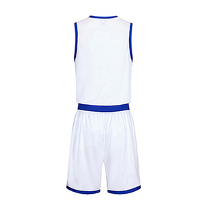 Conjunto de Camiseta de Baloncesto sin Mangas con Cuello en V Blanca con Ribete Azul, Uniforme de Poliéster que Absorbe la Humedad para Adultos Unisex para Todas las Temporadas - Product Image 2