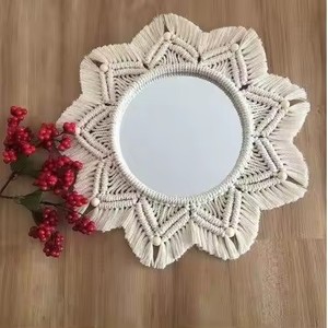 Espejo de punto hecho a mano moderno redondo de macramé para colgar en la pared para el hogar y la habitación del bebé de la India precio al por mayor - Product Image 1
