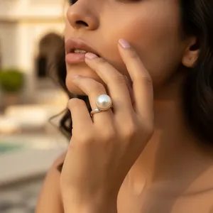 Bague en argent 925 avec perle en spirale pour femme, idée cadeau élégante pour un usage quotidien - Product Image 1