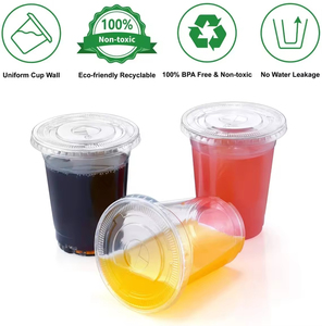 Custom Logo 16oz Clear PET Disposable <b>Plastic</b> <b>Cups</b> With Lids For Coffee Shops - Product Image 4