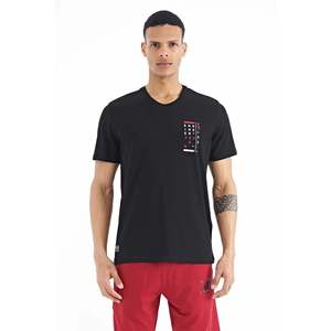 Tommylife Wholesale Black Printed Detail <b>V</b>-Neck Standard <b>Fit</b> Men's T-Shirt - 88186 - BLACK - Product Image 1