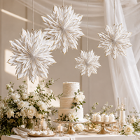 Ornement en papier pliable de luxe en forme d'étoile rose et rouge, décoration suspendue en forme de flocon de neige pour Noël, fenêtre, fête, mariage