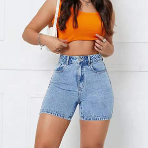 <b>Black</b> Solid <b>Women</b> Cutoff <b>Short</b> Denim <b>Shorts</b> Regular Fit Casual Plus Size Denim <b>Shorts</b> <b>for</b> Woman Cotton Breathable Pant OEM - Product Image 1