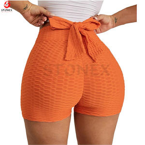 กางเกงขาสั้นโยคะผ้าฝ้ายสำหรับผู้หญิงกางเกงขาสั้นน่ารักมีจีบเอวสูงยืดหยุ่น - Product Image 5