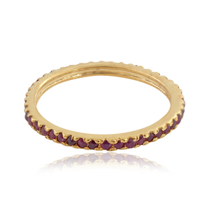 Bague en argent massif 925, pavé de pierres précieuses rubis plaqué jaune, bijoux faits à la main, pierre coupée en rubis - Product Image 2