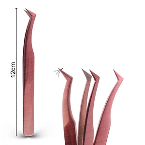 <b>Tight</b> Grip and <b>Thin</b> Flat Handle Easy To Clean Stainless Steel Eyelash Tweezers Customized Logo 3D 5D 6D Durable Lash Tweezers - Product Image 2